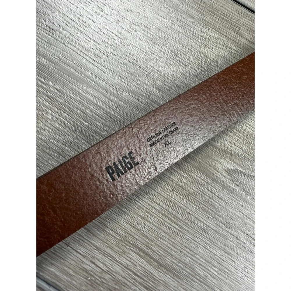 PAIGE Women Belt Genuine Leather Gold Buckle Auburn Brown XL New